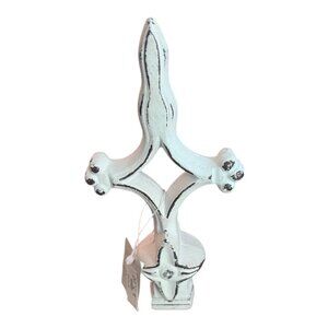 Cast Iron Fleur De Lis Style Architectural 6" Gate Top Tabletop White Vintage